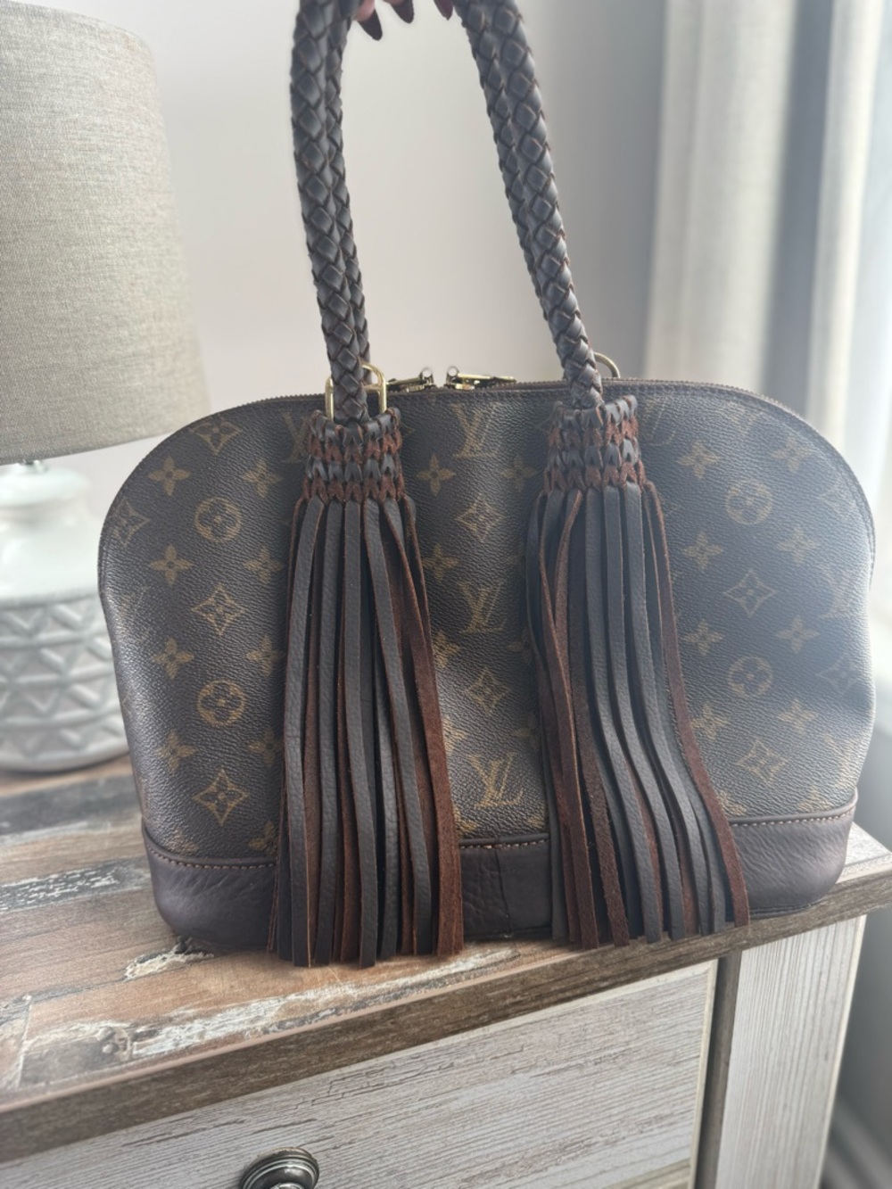 Louis Vuitton Monogram Braided Fringe Shoulder Bag in Dark Brown - Picture 2 of 12